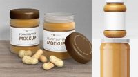 2748+ Clear Glass Peanut Butter Jar PSD Mockup Smart Object PSD Template