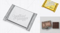 275+ Matte Metallic Square Chocolate Bar PSD Mockup Halfside View High-Angle Shot Professional Design PSD