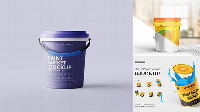 2750+ Matte Paint Bucket PSD Mockup Front View Creative Layered Mockup Freebie