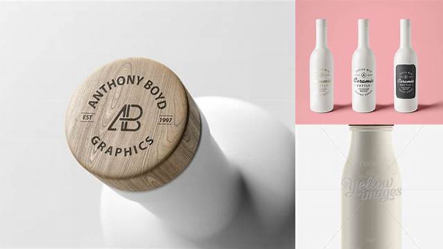 2751+ Matte Ceramic Bottle With Wooden Cap PSD Mockup Modern Photoshop Resource