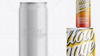 2754+ 16Oz Glossy Aluminium Can PSD Mockup Front View Eye-Level Shot Photoshop Freebie