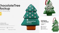 2758+ ?hristmas Chocolate Foil-Wrapped Tree PSD Mockup Half Side View Unique High-Resolution Design Freebie