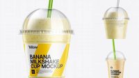 2760+ Banana Milkshake Cup with Straw PSD Mockup High-Quality Design Free PSD