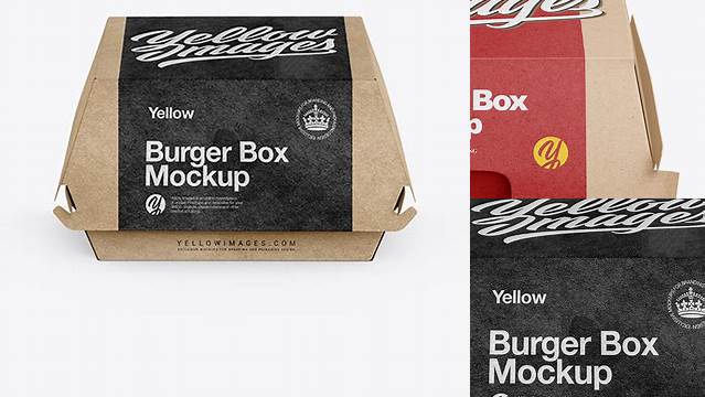 2760+ Kraft Burger Box PSD Mockup Front View High-Angle Shot Unique High-Resolution PSD