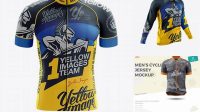 2766+ Men's Cycling Jersey With Long Sleeve PSD Mockup Half Side View Digital Photoshop Free Mockup