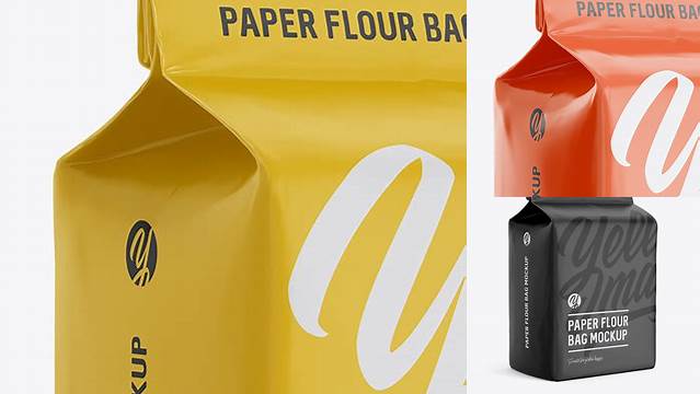 2767+ Paper Flour Bag PSD Mockup Halfside View Eye-Level Shot Photoshop PSD Free for Designers