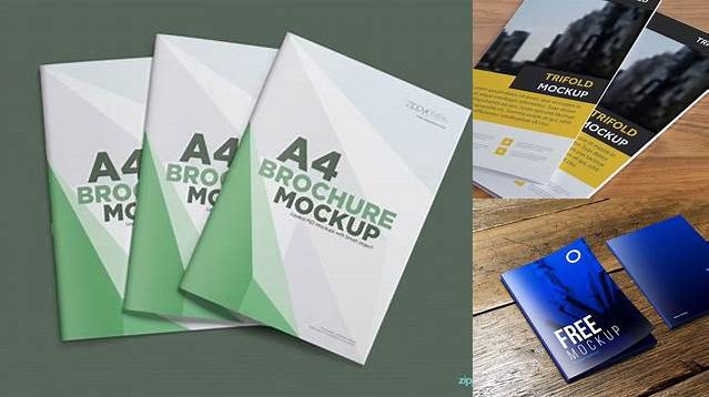 2768+ Glossy Folder With Brochures PSD Mockup Front View High-Angle Shot High-End PSD Download