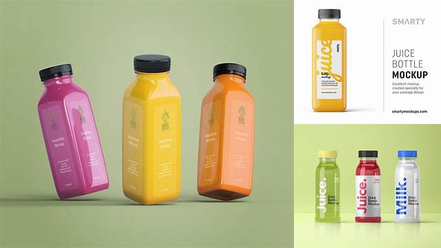 2771+ Clear Bottle with Orange Smoothie PSD Mockup Editable Mockup PSD