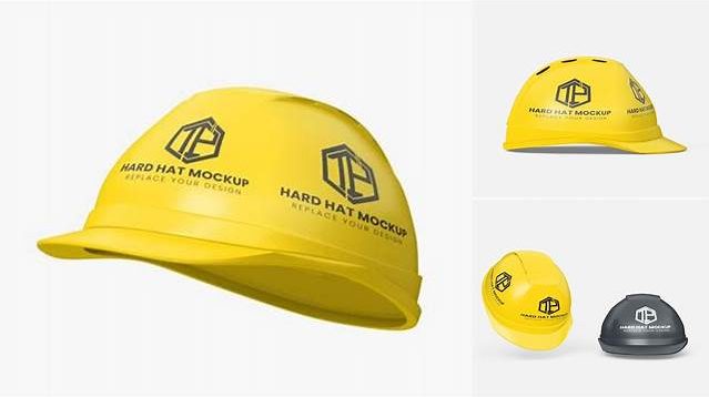 2771+ Glossy Hard Hat PSD Mockup Side View Editable Graphic Free PSD