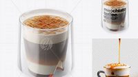 2773+ Macchiato Coffee Cup With Caramel PSD Mockup High-Angle Shot & Top View Advanced Photoshop Design Free