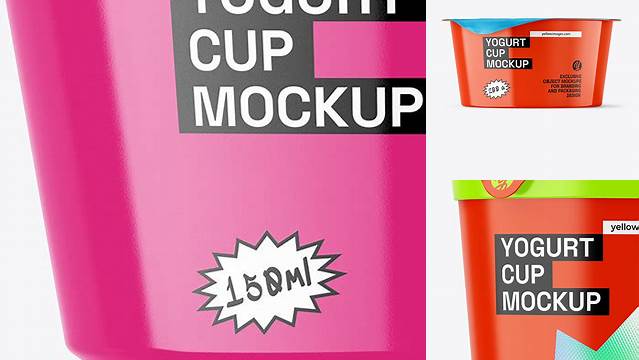 2776+ Glossy Yogurt Cup PSD Mockup High-Angle Shot Easy-to-Edit Photoshop Freebie