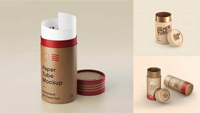 2778+ Two Kraft Paper Tubes PSD Mockup Download Free PSD