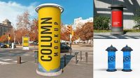 2779+ Round Glossy Street Advertising Column PSD Mockup Creative Digital PSD Download