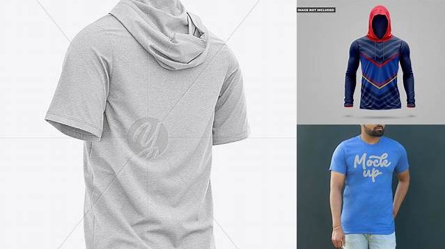 2780+ Men’s Heather Hooded T-shirt PSD Mockup Front View Mockup PSD Free Download