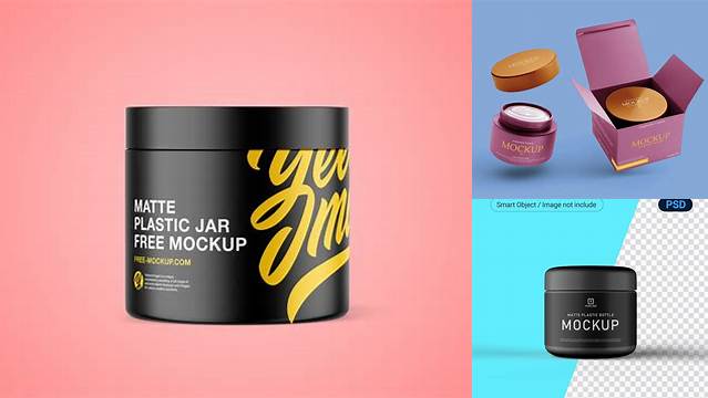 2783+ Matte Cosmetic Jar with Box PSD Mockup Smart Editable Design Mockup