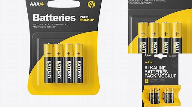 2784+ 4 Pack Battery AAA PSD Mockup Halfside View Download Professional PSD