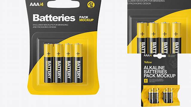 2784+ 4 Pack Battery AAA PSD Mockup Halfside View Download Professional PSD