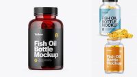 2785+ Clear Fish Oil Bottle PSD Mockup Front View Fully Customizable Photoshop Freebie