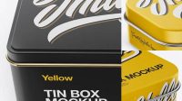 2785+ Matte Tin Box PSD Mockup High-Angle Shot Download Exclusive PSD Mockups