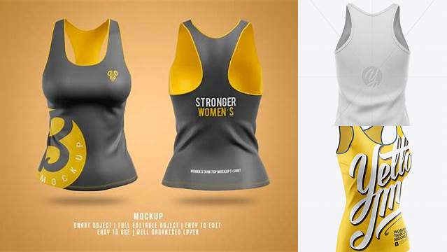 279+ Womens Tank Top Premium PSD Mockup Halfside View Smart Layer PSD