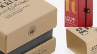 2790+ Kraft Gift Box PSD Mockup Half Side View High-Angle Shot High-Quality Creative PSD