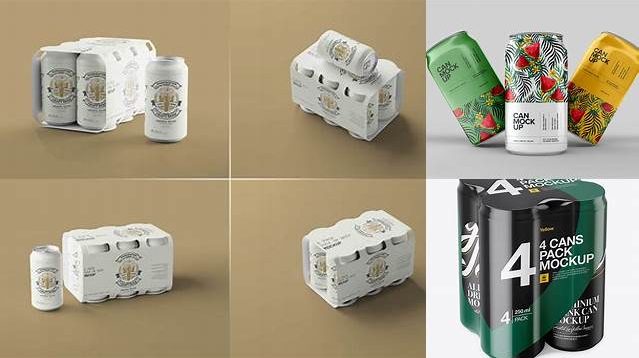 2791+ 4 Pack Can Mockup Best for Showcase