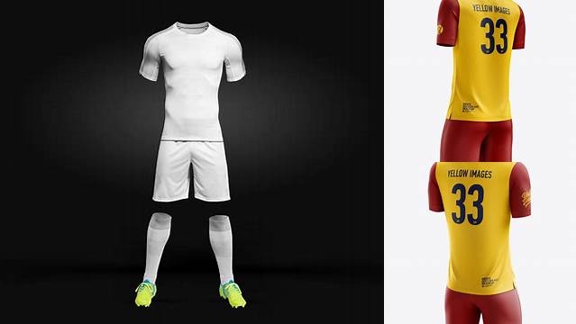 2792+ Men’s Soccer V-Neck Kit PSD Mockup Half Side View Exclusive Free PSD Mockups