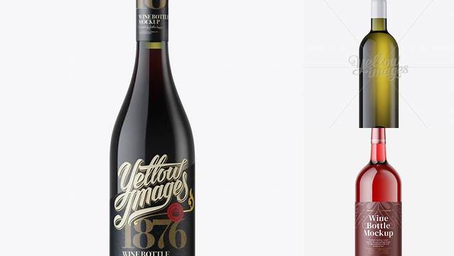 2793+ Antique Green Glass Bottle With Red Wine PSD Mockup Front View High-End Creative PSD Template