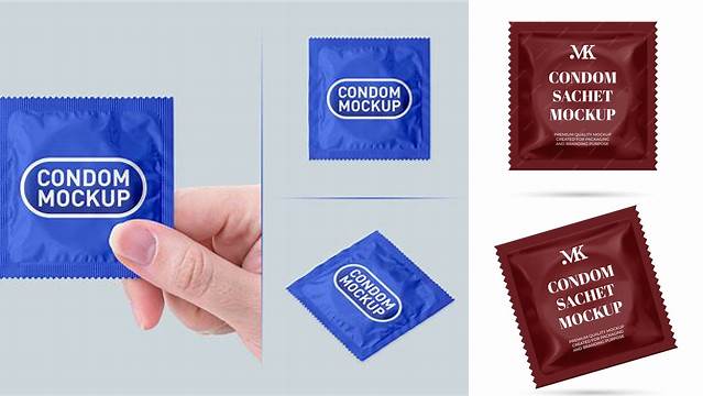 2795+ Square Condom Sachet PSD Mockup Halfside View Mockup PSD Free Download