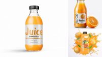 2804+ 750ml Clear Glass Orange Juice Bottle PSD Mockup Fully Customizable Mockup PSD Free