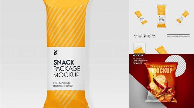 2805+ Long Matte Snack Package PSD Mockup High-End Photoshop Mockup