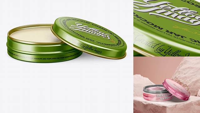 2808+ Metal Round Lip Balm Tin PSD Mockup Front View Custom Design Freebie PSD