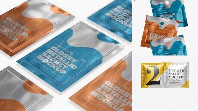 281+ Double Matte Metallic Sachet PSD Mockup Halfside View Download Customizable PSD