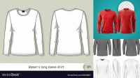 2814+ Women’s Long Sleeve T-Shirt Front View Advanced Photoshop Template