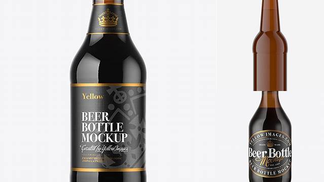 2815+ Amber Glass Bottle With Stout Beer PSD Mockup Free PSD