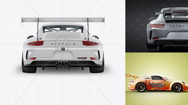 2816+ Porsche 911 GT3 PSD Mockup Back View Professional Graphic PSD Download