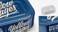 2816+ Rectangular Tin Can PSD Mockup Half Side View High-Angle Shot Smart Object Free Photoshop File