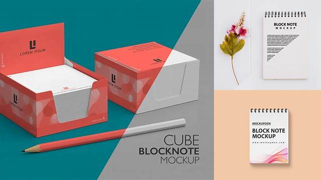 2817+ Cube Block Note Mockup Free Modern Free PSD Template