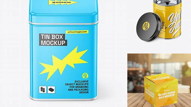 2817+ Two Glossy Tin Boxes PSD Mockup Easy-to-Edit PSD