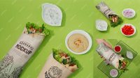 2818+ Shawarma Packaging Mockup Free PSD