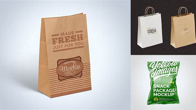 2822+ Kraft Snack Bag PSD Mockup Front View Best Free Mockup PSD