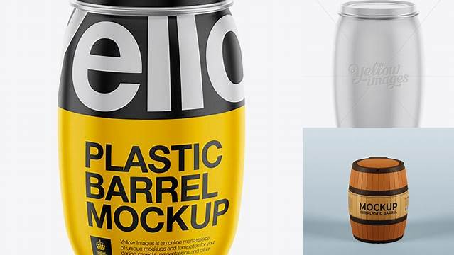 2826+ 130L Plastic Barrel PSD Mockup Halfside View Custom PSD Mockup Template