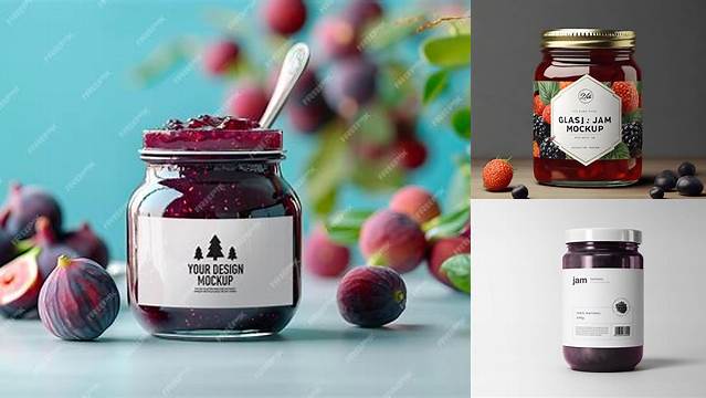 2831+ Clear Glass Jar with Fig Jam PSD Mockup Advanced Editable Template Free