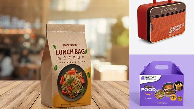 2831+ Lunch Box PSD Mockup Half Side View High-Angle Shot Premium Mockup Freebie