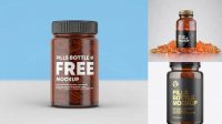 2832+ Amber Pills Bottle PSD Mockup Modern Free PSD Template