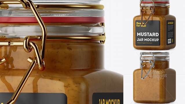 2833+ 100ml Glass Mustard Jar with Clamp Lid PSD Mockup Halfside View High-Quality PSD Files