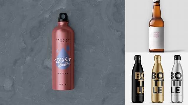 2834+ 500ml Stainless Steel Bottle with Label PSD Mockup Download Professional PSD