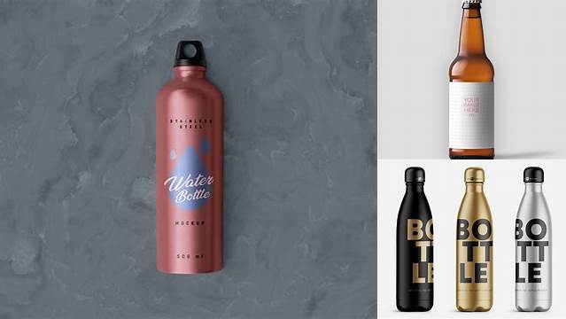 2834+ 500ml Stainless Steel Bottle with Label PSD Mockup Download Professional PSD