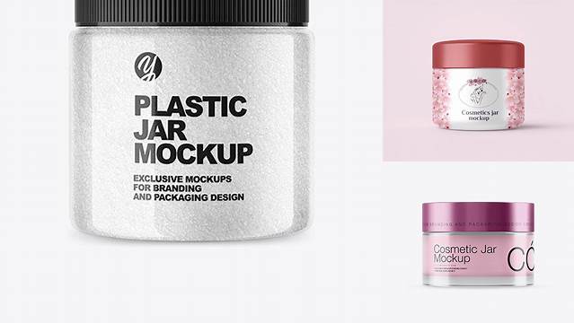 2834+ 50ml Transparent Cosmetic Jar With Metallic Cap PSD Mockup Download Premium Free PSD