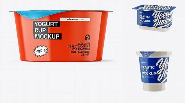 2836+ Glossy Yoghurt Cup PSD Mockup Half Side View Versatile and Modern PSD Mockup